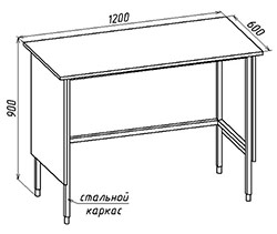 Схема стола лабораторного СТ.СЛК.120.60.90 серии «Стандарт»